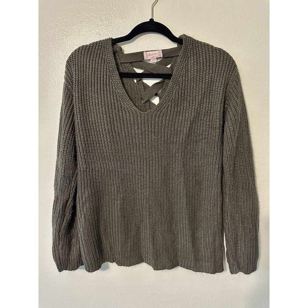 Attard State Women's Olive Green‎ Lace Up Back Sweater Size S